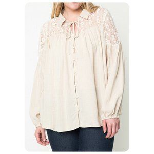 * Hayden Long Sleeve Crochet Lace Detail Top